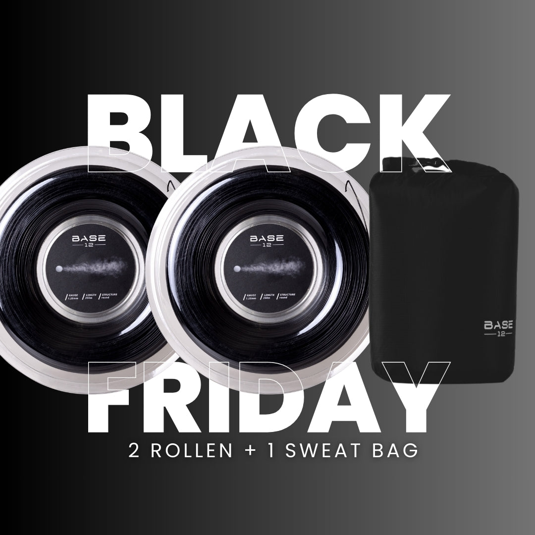 Base 12 Black Friday Deal: Zwei Rollen Alpha Black plus eine Sweat Bag im Set